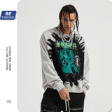 Men's Autumn Winter Coat plus Size Loose Retro Sports round Neck Sweater Men Top