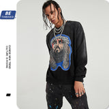 Men's Fall plus Size Retro Sports Coat Top Long Sleeve Crew Neck Sweater Men Top