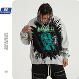 Men's Autumn Winter Coat plus Size Loose Retro Sports round Neck Sweater Men Top