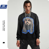 Men's Fall plus Size Retro Sports Coat Top Long Sleeve Crew Neck Sweater Men Top