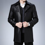 Men's Leather Coat Business Casual Lapel Men's Leather Coat Men Pu Jakcet