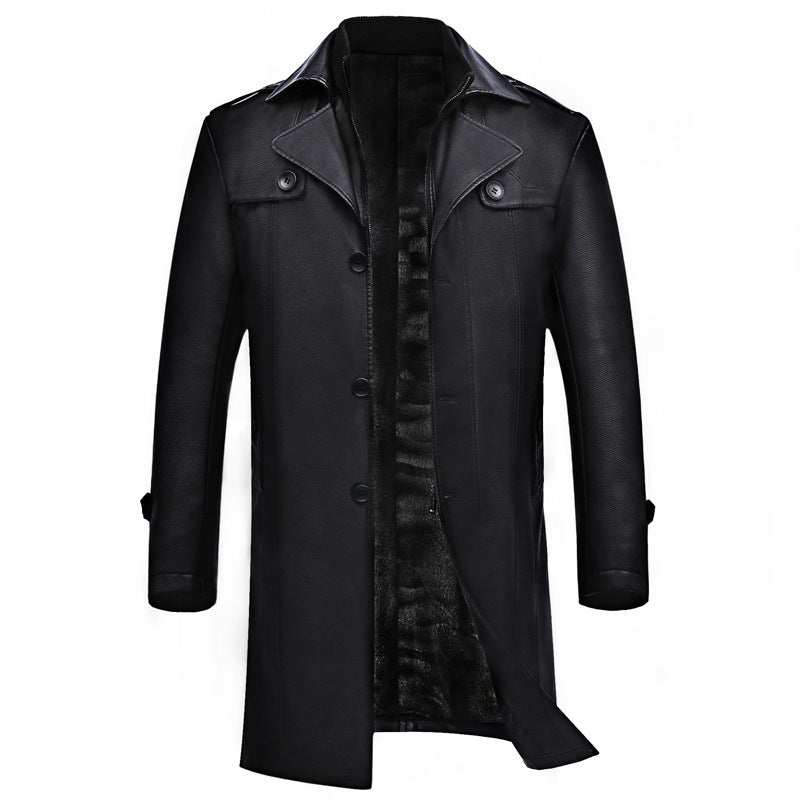 Men's Leather Coat Business Casual Lapel Men's Leather Coat Men Pu Jakcet