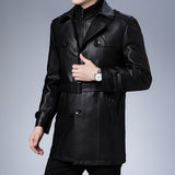 Men's Leather Coat Business Casual Lapel Men's Leather Coat Men Pu Jakcet