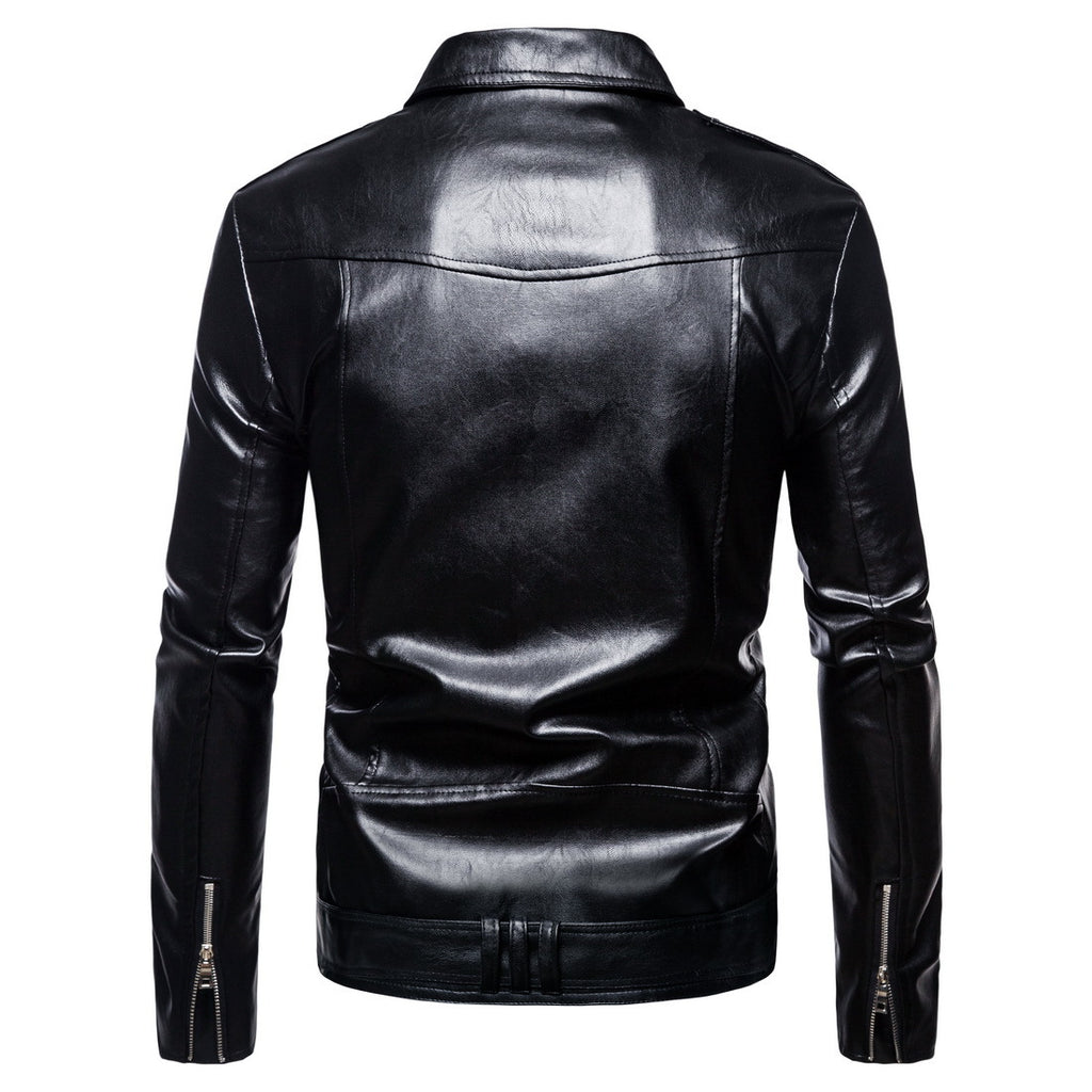 Men's plus Size Retro Sports Fall Lapels Motorcycle Leather Coat Leather Jacket Coat Men Coat Men Winter Outfit