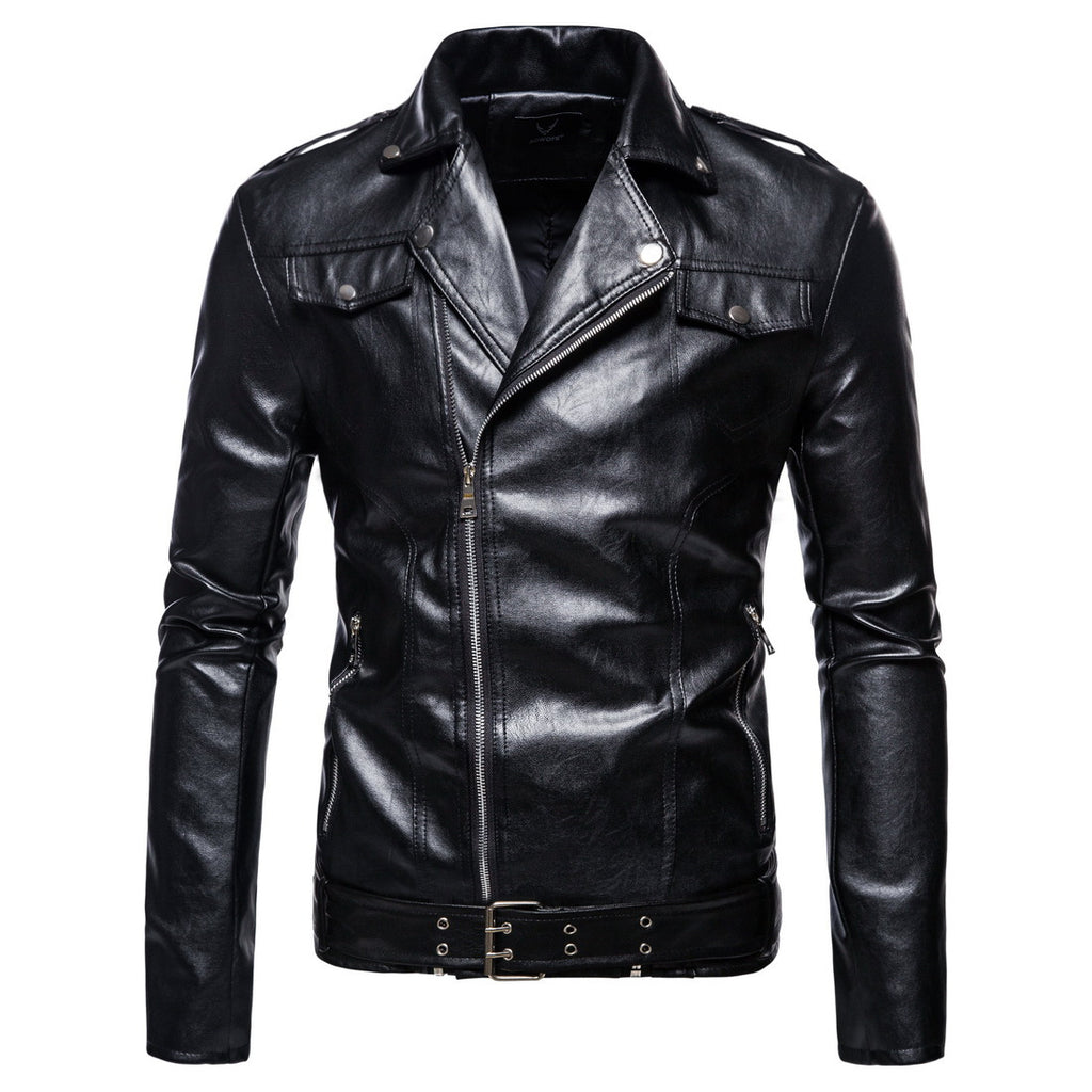 Men's plus Size Retro Sports Fall Lapels Motorcycle Leather Coat Leather Jacket Coat Men Coat Men Winter Outfit