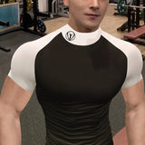 Slim Fit Muscle Gym Men T Shirt Men Rugged Style Workout Tee Tops Fashion Men T-shirt Fitness Tight Men's Sportswear Casual Men's Clothing