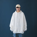 Men's Large Size Sports Sweater Solid Color Hooded Sweater Autumn and Winter Men's and Women's Pullover Baggy Coat Men Spring Hoodie
