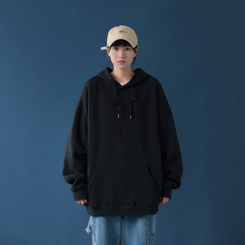 Men's Large Size Sports Sweater Solid Color Hooded Sweater Autumn and Winter Men's and Women's Pullover Baggy Coat Men Spring Hoodie