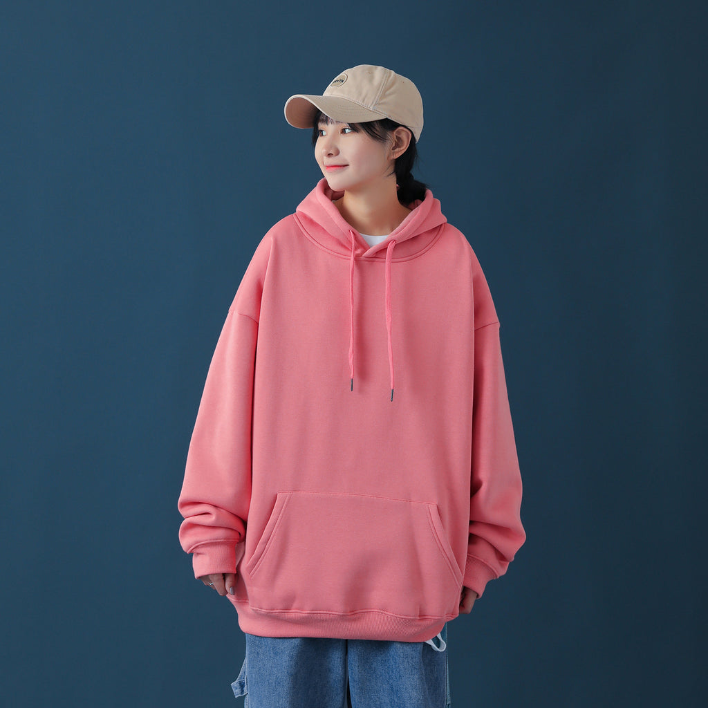 Men's Large Size Sports Sweater Solid Color Hooded Sweater Autumn and Winter Men's and Women's Pullover Baggy Coat Men Spring Hoodie