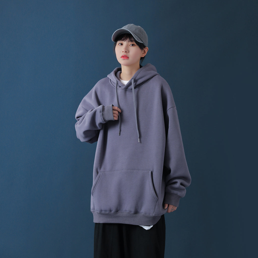 Men's Large Size Sports Sweater Solid Color Hooded Sweater Autumn and Winter Men's and Women's Pullover Baggy Coat Men Spring Hoodie