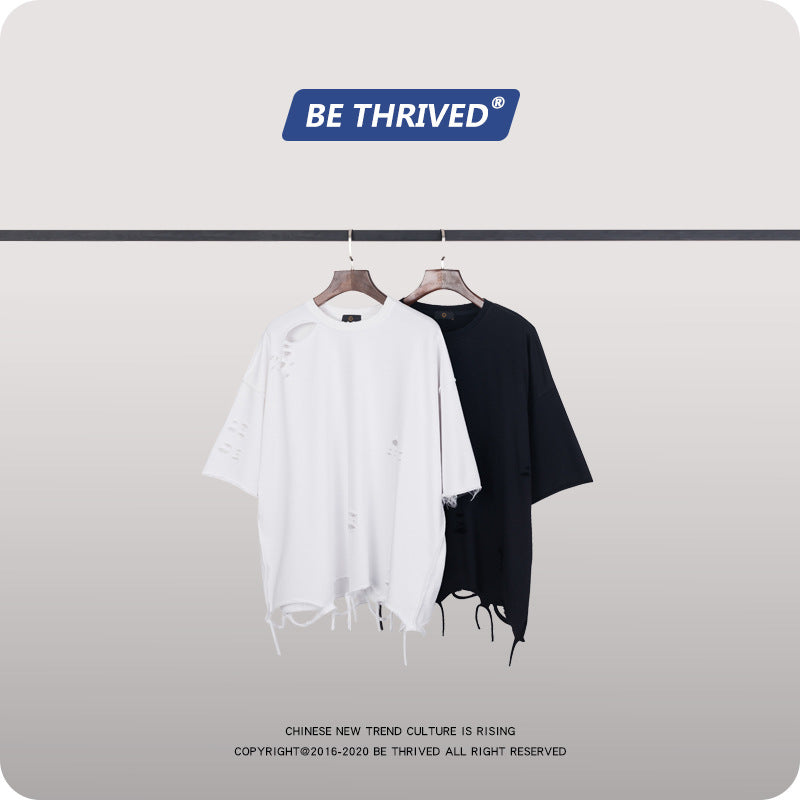 Men's Summer plus Size Loose Sports Top Retro Short Sleeve Outerwear T-shirt Men Top