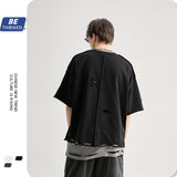 Men's Summer plus Size Loose Sports Top Retro Short Sleeve Outerwear T-shirt Men Top