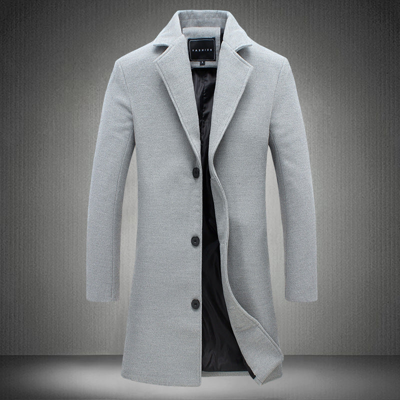 Men's Clothing plus Size Retro Sports Long Solid Color Single-Breasted Trench Coat plus Size Casual Style Coat Men Spring Trench Coat