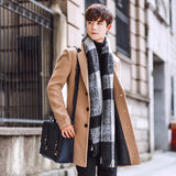 Men's Coat Slim-Fit Mid-Length Trench Coat Men's Thickened Warm Coat Men Spring Trench Coat