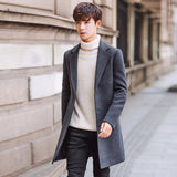 Men's Coat Slim-Fit Mid-Length Trench Coat Men's Thickened Warm Coat Men Spring Trench Coat