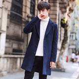 Men's Coat Slim-Fit Mid-Length Trench Coat Men's Thickened Warm Coat Men Spring Trench Coat