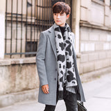 Men's Coat Slim-Fit Mid-Length Trench Coat Men's Thickened Warm Coat Men Spring Trench Coat