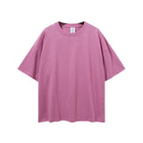 Men's Spring and Summer Basic Style Loose Large Size Retro Sports Solid Color Short Sleeve Men's T-shirt Men Top