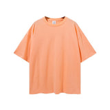 Men's Spring and Summer Basic Style Loose Large Size Retro Sports Solid Color Short Sleeve Men's T-shirt Men Top