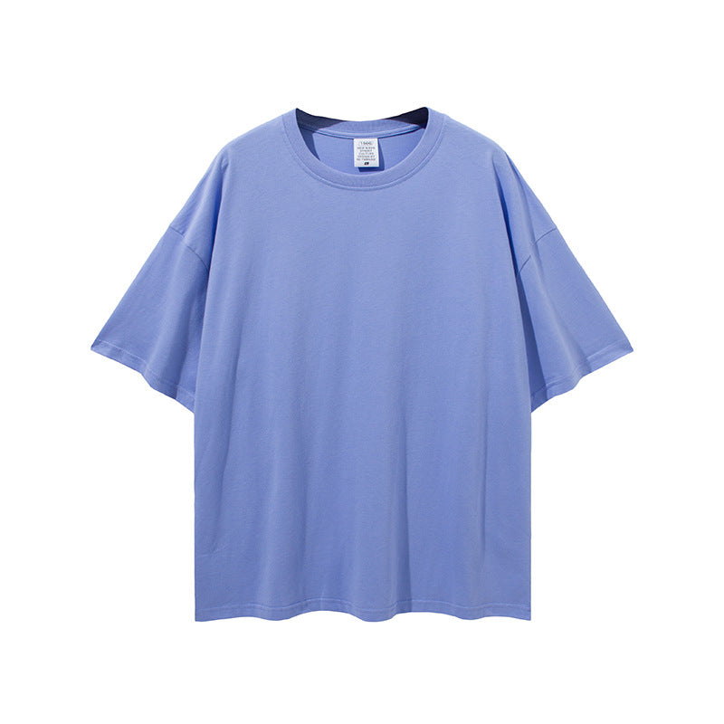 Men's Spring and Summer Basic Style Loose Large Size Retro Sports Solid Color Short Sleeve Men's T-shirt Men Top