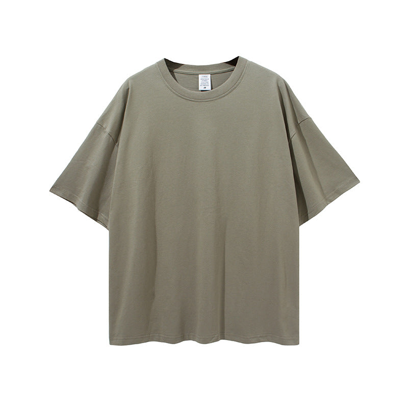 Men's Spring and Summer Basic Style Loose Large Size Retro Sports Solid Color Short Sleeve Men's T-shirt Men Top