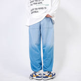 Gradient Color Wide Leg Pants Men's plus Size Retro Sports Trousers Color Matching Drawstring Jogger Pants Trendy Casual Pants Men Pants