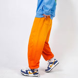 Gradient Color Wide Leg Pants Men's plus Size Retro Sports Trousers Color Matching Drawstring Jogger Pants Trendy Casual Pants Men Pants