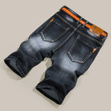 Summer Thin Light Blue Overknee Stylish Stone Washed Slim Fit Knee Length Jean Denim Short Ultra-Thin Denim Pants Men's Casual Slim Fit Cropped Pants