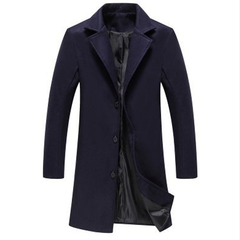 Men's Clothing plus Size Retro Sports Long Solid Color Single-Breasted Trench Coat plus Size Casual Style Coat Men Spring Trench Coat