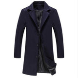 Men's Clothing plus Size Retro Sports Long Solid Color Single-Breasted Trench Coat plus Size Casual Style Coat Men Spring Trench Coat
