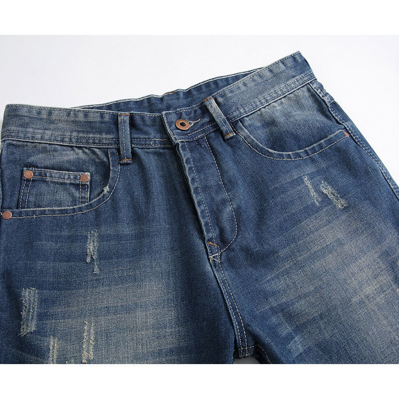 Men Distressed Jeans Man Ripped Jean Destrudenim Pants Men's Straight Library