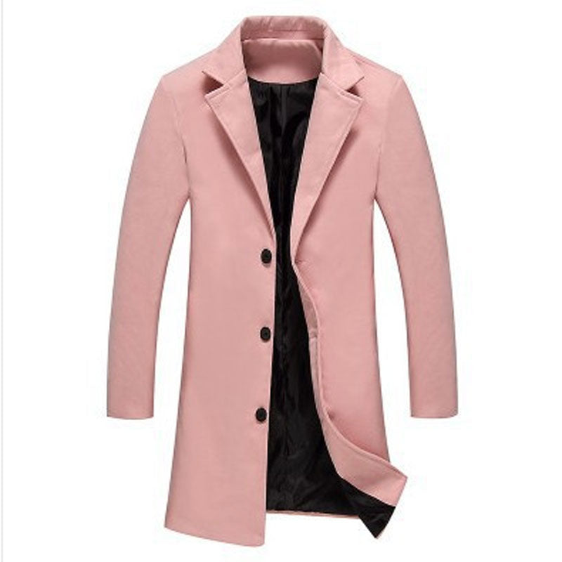 Men's Clothing plus Size Retro Sports Long Solid Color Single-Breasted Trench Coat plus Size Casual Style Coat Men Spring Trench Coat