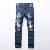 Distressed Jeans Deconstructed Jean Ripped Pants Kanye West Skinny Jeans Men's Slim Fit Elastic plus Size