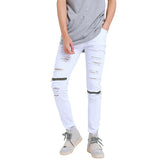 Distressed Jeans Destructed Jean Skinny Pants Zip Stretch Casual Pants Ripped Pants