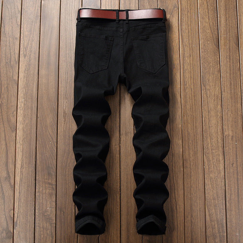 Distressed Jeans Destrued Jean Jeans Men's Slim Trousers Ripped Pants