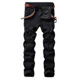 Distressed Jeans Destrued Jean Jeans Men's Slim Trousers Ripped Pants