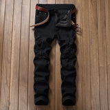 Distressed Jeans Destrued Jean Jeans Men's Slim Trousers Ripped Pants