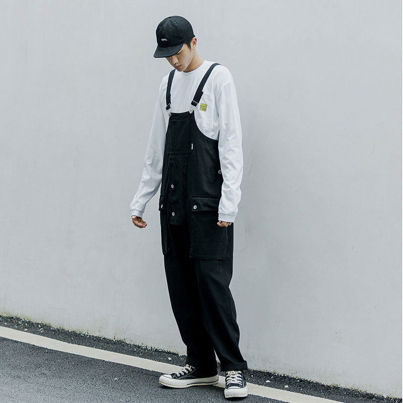 Casual Suspender Trousers Men's Trousers plus Size Retro Sports Trousers Overalls Loose Suspenders Men Denim Overalls