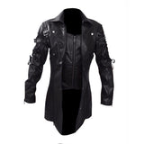 Leather Biker Coat Gothic Leather Jacket Men Pu Jackets Men's Motorcycle plus Size Lapels Leather Jacket Coat Casual Fashion
