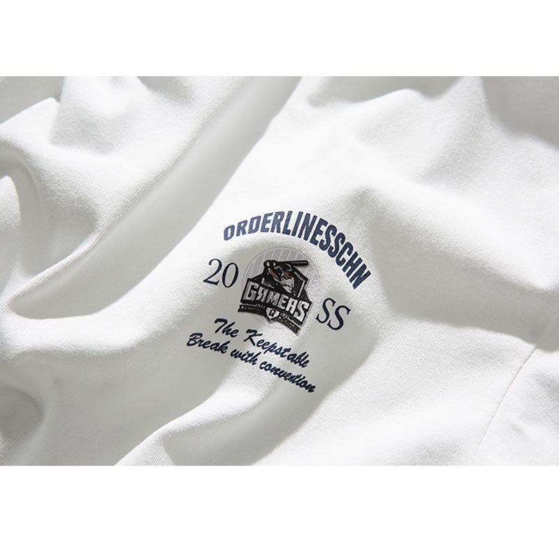 Varsity Jacket for Men Baseball Jackets Short-Sleeved T-shirt Men's Casual Cartoon Baseball Boy Letter Print Loose Sports round Neck