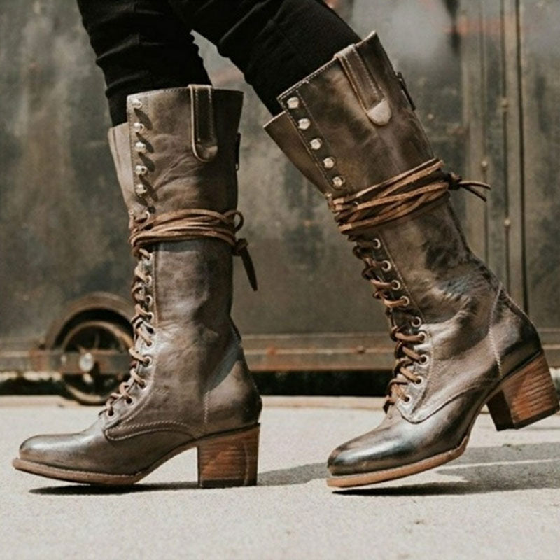 Coachella Festival Boots Lace-up Boots Women's Boots Chunky Heel