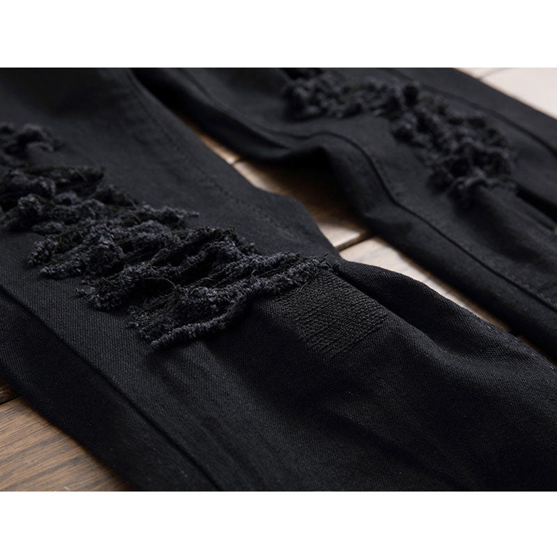 Distressed Jeans Destrued Jean Jeans Men's Slim Trousers Ripped Pants