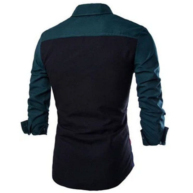 Men's Slim-Fitting Cool Stitching Multi-Color Shirt Youth Casual Fashion Shirt Trendy Men Shirt