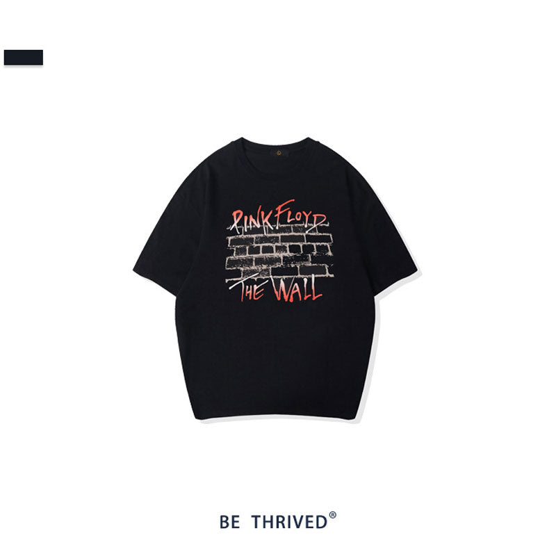 Men's Spring and Summer Retro Rock Large Size Sports Casual Short-Sleeved T-shirt Men Top