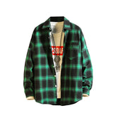 Retro Trendy Men's Striped Plaid Shirt Men's Casual Fashion Loose-Fitting Long Sleeves Top Trendy Men's Shirt