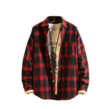 Retro Trendy Men's Striped Plaid Shirt Men's Casual Fashion Loose-Fitting Long Sleeves Top Trendy Men's Shirt