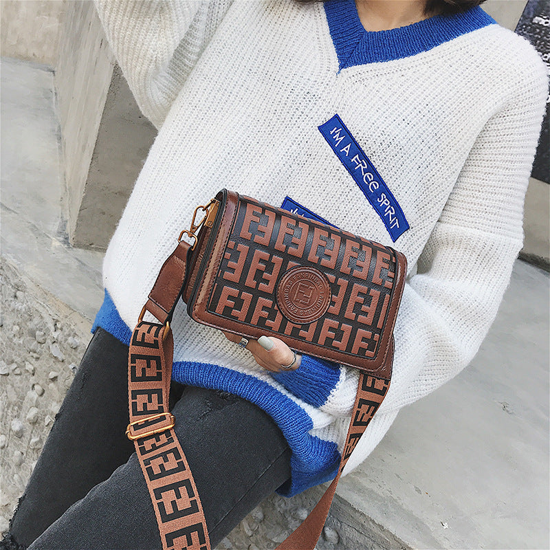 Vintage Mori Style Small Square Bag Wide Strap Crossbody Bag