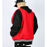 Varsity Baseball Jacket for Men Spring Baseball Uniform Embroidery Stitching Contrast Color Loose Jacket Coat Men