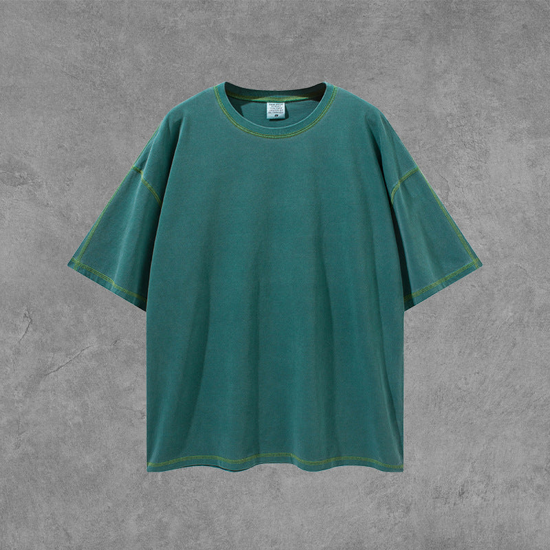 Men's Summer New Patchwork Loose Short-Sleeved Top Sports Casual Retro T-shirt Men's Men's Top