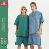 Men's Spring/Summer plus Size Loose Top Retro Sports Short-Sleeved T-shirt Suit Men Top